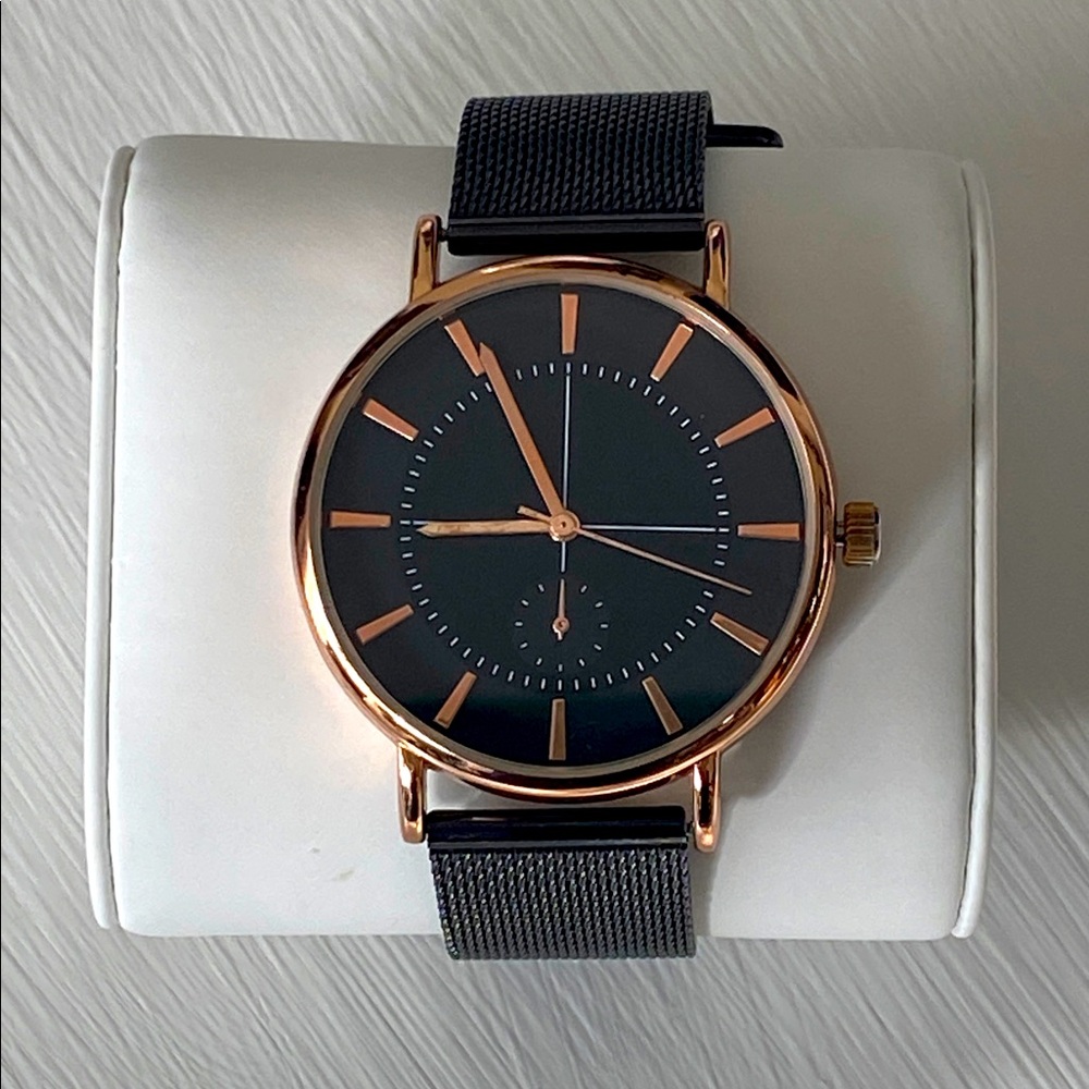Black and Rose Gold Watch Contemporary Modern Sleek